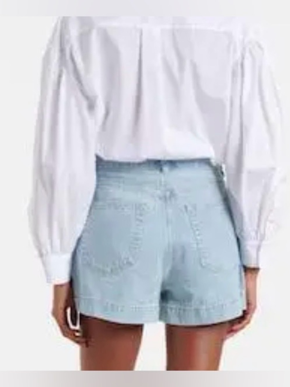 Frame Light Wash Denim High-Rise Shorts - Picture 3 of 9